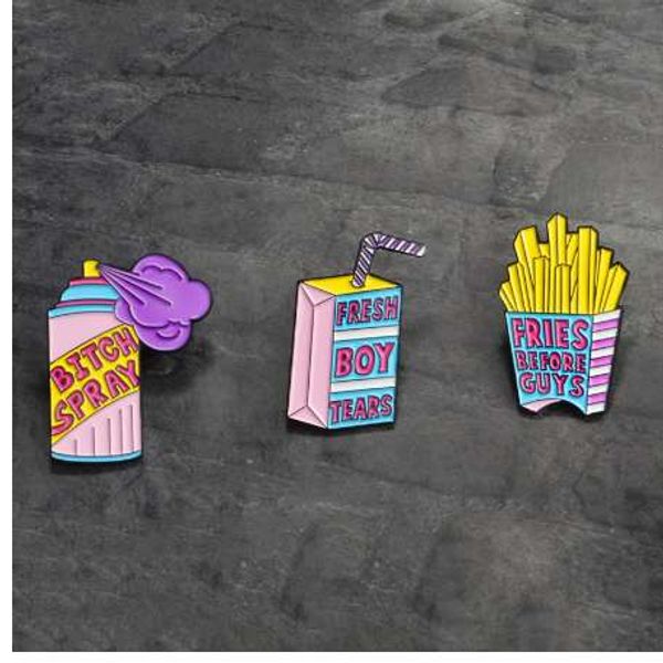 enamel pin spray drink french fries fresh boy tears fries before guys brooch hat backpack accessories lapel pin badges jewelry, Gray
enamel pin spray drink french fries fresh boy tears fries before guys brooch hat backpack accessories lapel pin badges jewelry, Gray