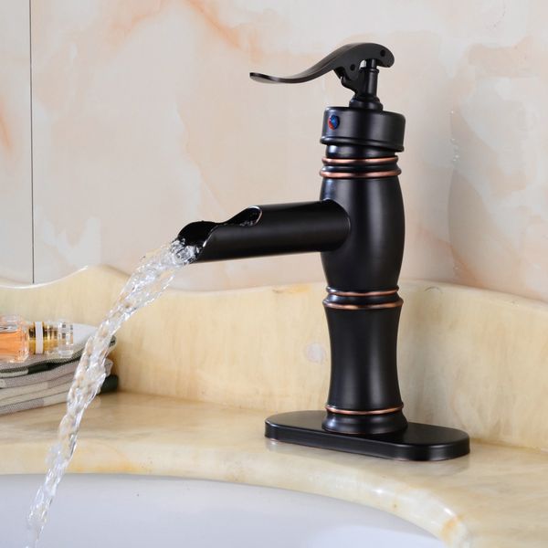 

becola black antique brass basin faucet single handle waterfall basin tap bathroom sink faucets br-428