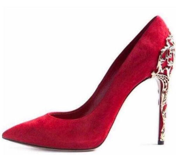 brand women red black suede pointed toe pumps gold cut-outs metal heels dress shoes thin high heel metal decorated wedding shoes
brand women red black suede pointed toe pumps gold cut-outs metal heels dress shoes thin high heel metal decorated wedding shoes