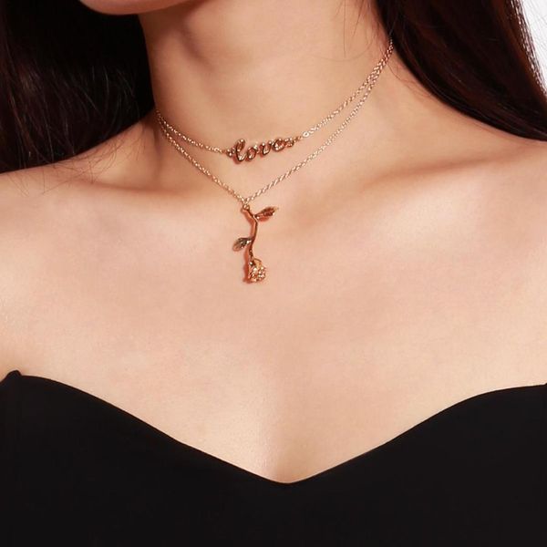 romantic fashion personality accessories alloy letters rose pendant clavicle necklace, Golden;silver
romantic fashion personality accessories alloy letters rose pendant clavicle necklace, Golden;silver