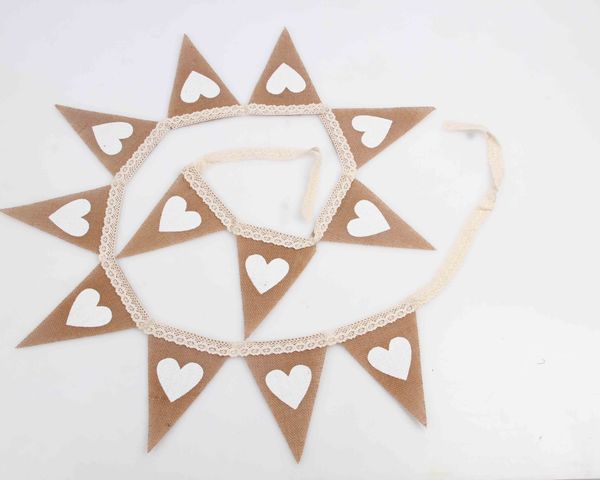 vintage heart jute burlap bunting banner hessian flag for wedding party decoration white lace 2.5m
vintage heart jute burlap bunting banner hessian flag for wedding party decoration white lace 2.5m