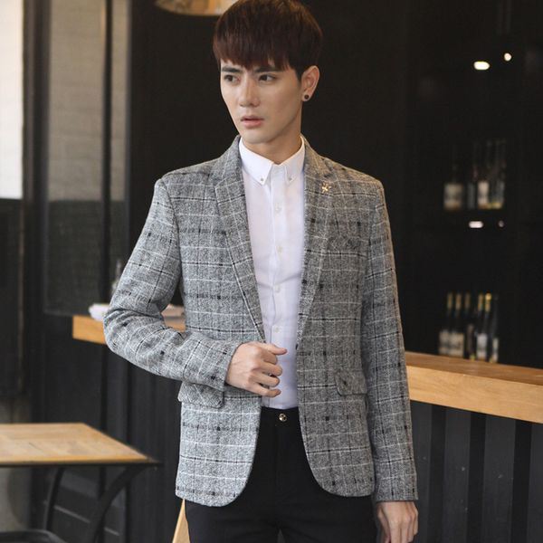 plaid fashion casual men blazer slim fit single button male jacket full sleeve office blazer, White;black
plaid fashion casual men blazer slim fit single button male jacket full sleeve office blazer, White;black