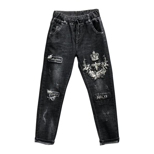 2018 new high street women pants lady fashion ankle length appliques hole black harem pants jeans, Blue
2018 new high street women pants lady fashion ankle length appliques hole black harem pants jeans, Blue