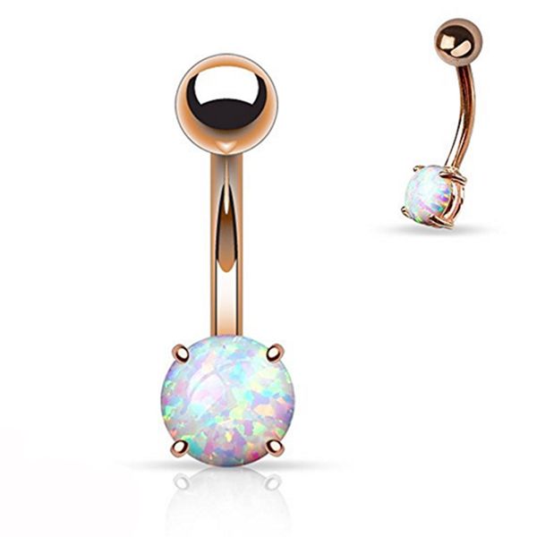 showlove-1pc rose gold prong set opal gem navel belly button rings piercing bar charming body jewelry 14g, Slivery;golden
showlove-1pc rose gold prong set opal gem navel belly button rings piercing bar charming body jewelry 14g, Slivery;golden