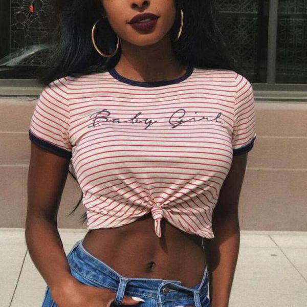 2018 fashion women summer casual pink striped t-shirt girls short sleeve slim letter print crop tee hd0379, White
2018 fashion women summer casual pink striped t-shirt girls short sleeve slim letter print crop tee hd0379, White