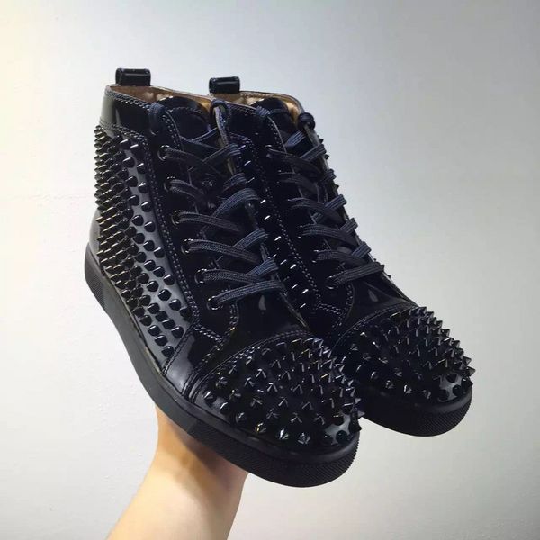 rivets brand men's luxury patent leather bottom spikes red famous sneaker flats walking walking luxury casual designer women's ksr, Black
rivets brand men's luxury patent leather bottom spikes red famous sneaker flats walking walking luxury casual designer women's ksr, Black