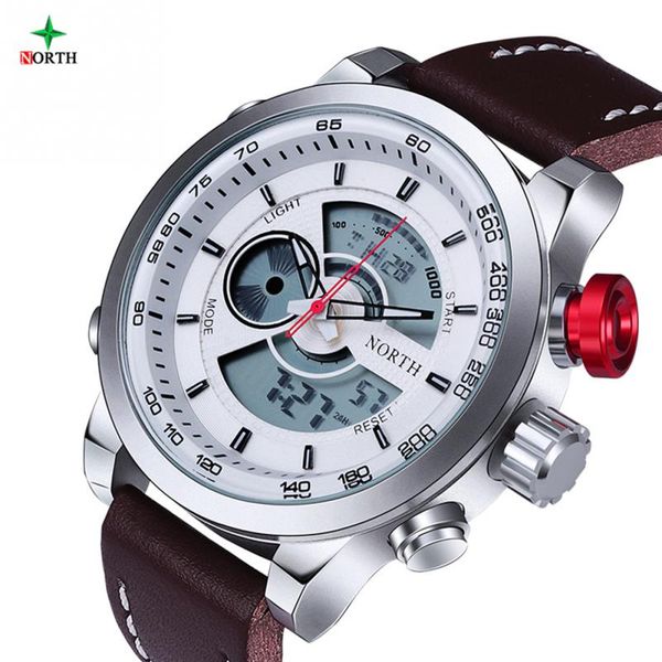 male digital & analog sport watch led digital dual display round quartz watch leather strap wristwatch, Slivery;brown
male digital & analog sport watch led digital dual display round quartz watch leather strap wristwatch, Slivery;brown
