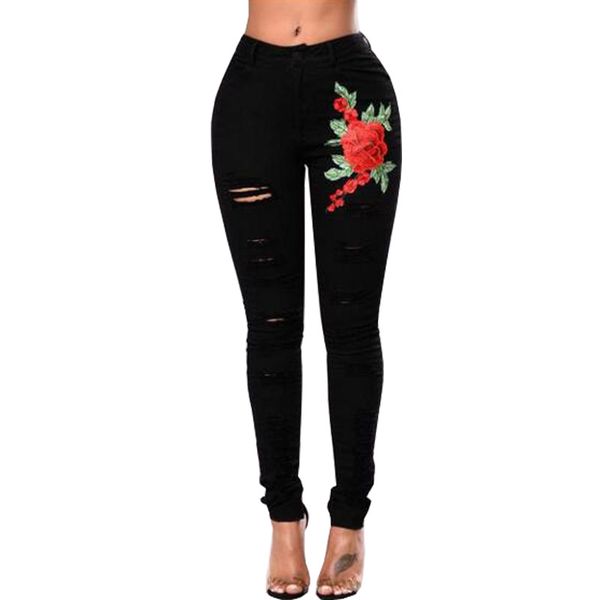 black and white broken hole embroidery women's jeans europe and the united states 2018 autumn new fashion button feet jeans, Blue
black and white broken hole embroidery women's jeans europe and the united states 2018 autumn new fashion button feet jeans, Blue