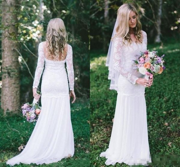 summer bohemian country mermaid wedding dresses long sleeves backless lace beach sweep train wedding bridal gowns boho custom, White
summer bohemian country mermaid wedding dresses long sleeves backless lace beach sweep train wedding bridal gowns boho custom, White