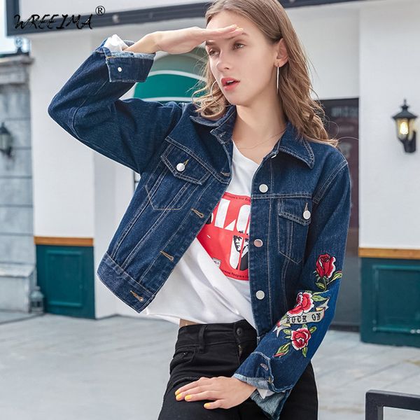 2018 women basic coat denim jacket brand new autumn winter embroidery slim fashion casual popular pure women denim jacket mx22, Black;brown
2018 women basic coat denim jacket brand new autumn winter embroidery slim fashion casual popular pure women denim jacket mx22, Black;brown