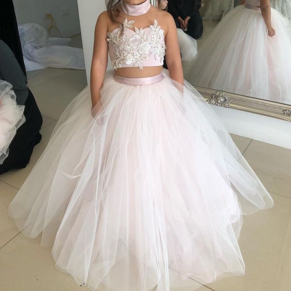 two pieces flower girl dresses sheer halter neck appliques tulle ball gown birthday gowns pageant dress first communion dresses, White;blue
two pieces flower girl dresses sheer halter neck appliques tulle ball gown birthday gowns pageant dress first communion dresses, White;blue