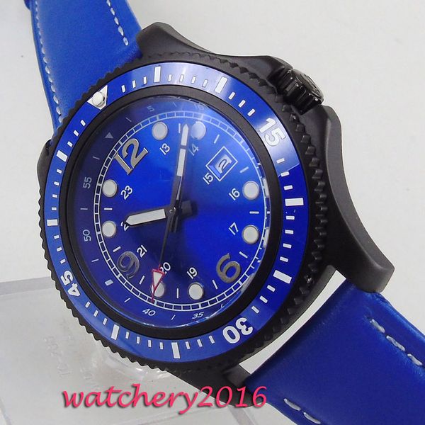 new 44mm blue sterile dial pvd coated rotating ceramic bezel fashion mens watch date window automatic movement men's watch, Slivery;brown
new 44mm blue sterile dial pvd coated rotating ceramic bezel fashion mens watch date window automatic movement men's watch, Slivery;brown