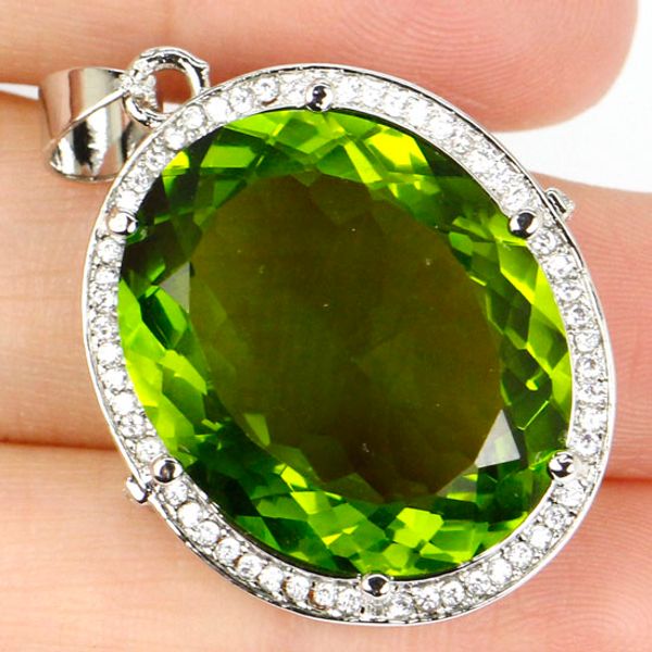 big gem 22x18mm oval green peridot white cz engagement sier pendant 30x22mm, Black
big gem 22x18mm oval green peridot white cz engagement sier pendant 30x22mm, Black