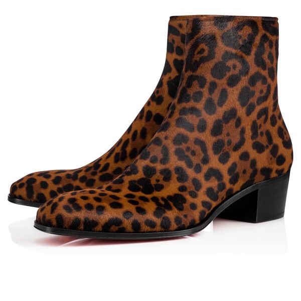 fall/winter gentlemanly luxury men ankle boots red bottom ziggissimo leopard print pony hair cuban boot silhouette men's boots eu38-46, Black
fall/winter gentlemanly luxury men ankle boots red bottom ziggissimo leopard print pony hair cuban boot silhouette men's boots eu38-46, Black