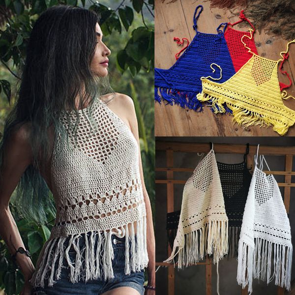 custom made handmade crochet crop beachwear, halter tassel summer women's clothing, boho style beach clothes, festival wear, White;black
custom made handmade crochet crop beachwear, halter tassel summer women's clothing, boho style beach clothes, festival wear, White;black