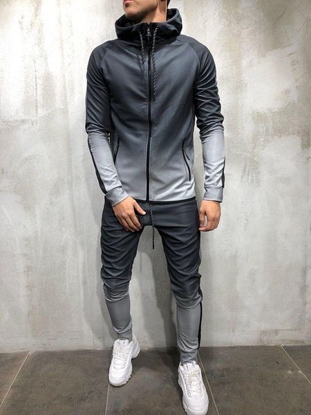 men set fashion sporting suit zippers long sleeve sweatshirt +sweatpants 2 pieces mens clothing slim male tracksuit, Gray
men set fashion sporting suit zippers long sleeve sweatshirt +sweatpants 2 pieces mens clothing slim male tracksuit, Gray