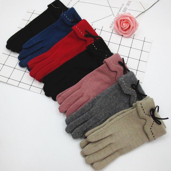 new autumn and winter women wool touch screen gloves cashmere dotted embroidery leather bow full finger warm gloves, Blue;gray
new autumn and winter women wool touch screen gloves cashmere dotted embroidery leather bow full finger warm gloves, Blue;gray
