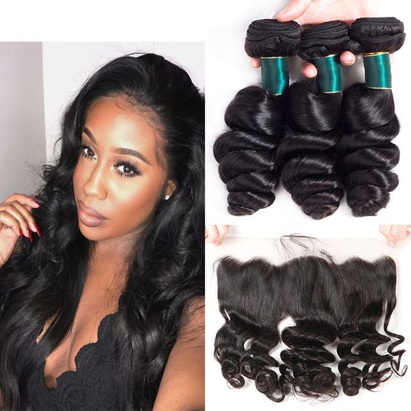 10a loose wave human hair 3pcs bundles with 13x4 ear to ear lace frontal closure unprocessed brazilian virgin human hair weaves extensions, Black
10a loose wave human hair 3pcs bundles with 13x4 ear to ear lace frontal closure unprocessed brazilian virgin human hair weaves extensions, Black