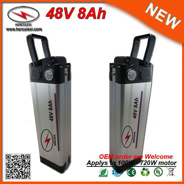 silver fish type 700w electric bicycle battery 8ah 48v lithium ion battery packs in 18650 cell with 15a bms 2a charger
silver fish type 700w electric bicycle battery 8ah 48v lithium ion battery packs in 18650 cell with 15a bms 2a charger