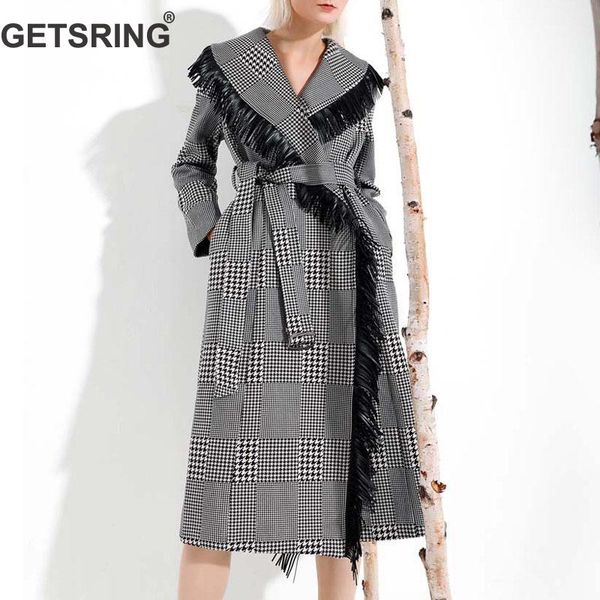 getsring women coat plaid tassel spliced double faced wool coat long sleeve lace up woolen overcoat all match long 2018 new, Black
getsring women coat plaid tassel spliced double faced wool coat long sleeve lace up woolen overcoat all match long 2018 new, Black