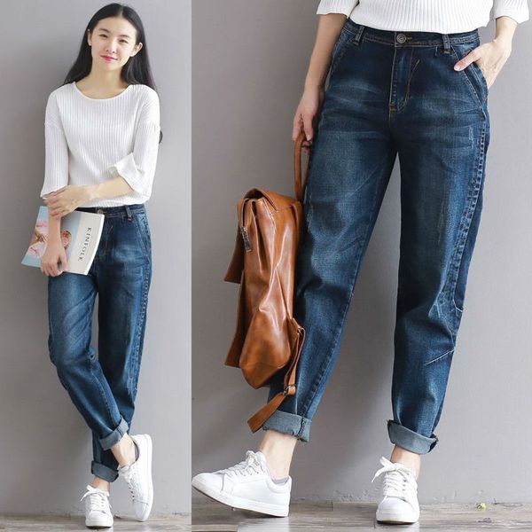 2018 winter new loose jeans female korean style all-match harem pants women high waist plus size vintage denim trousers jeans, Blue
2018 winter new loose jeans female korean style all-match harem pants women high waist plus size vintage denim trousers jeans, Blue