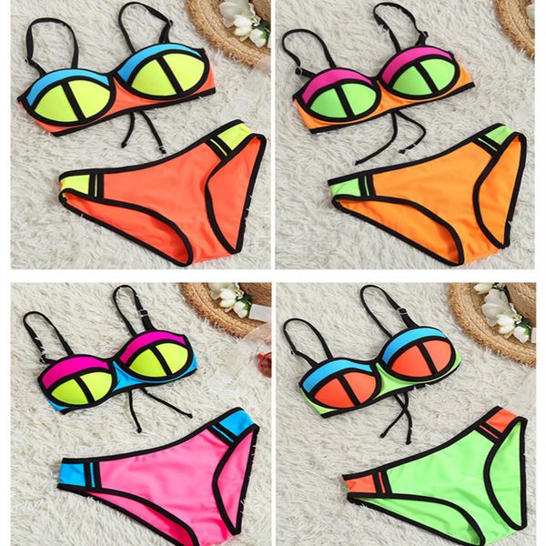 girls two-piece bikini swimwear new fashion swimming suit patchwork color bra trunks super nylon breathable soft lc749-1, Blue
girls two-piece bikini swimwear new fashion swimming suit patchwork color bra trunks super nylon breathable soft lc749-1, Blue