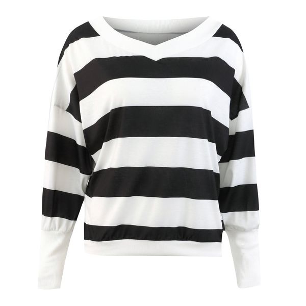 europe and the united states autumn winter jacket round neck black and white striped long sleeved blouse zc2921
europe and the united states autumn winter jacket round neck black and white striped long sleeved blouse zc2921