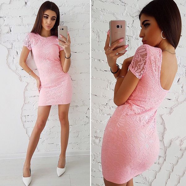 elegant lace dress female 2018 new backless slim mini dress summer casual o-neck short-sleeved vestidos, White;black
elegant lace dress female 2018 new backless slim mini dress summer casual o-neck short-sleeved vestidos, White;black