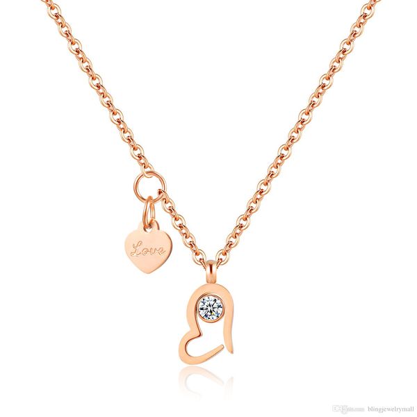 Love Crystal Double Heart Chain Necklaces & Charm Pendants Rose Gold Stainless Steel Women Party Christmas Gift Jewelry GX1326, Silver
Love Crystal Double Heart Chain Necklaces & Charm Pendants Rose Gold Stainless Steel Women Party Christmas Gift Jewelry GX1326, Silver