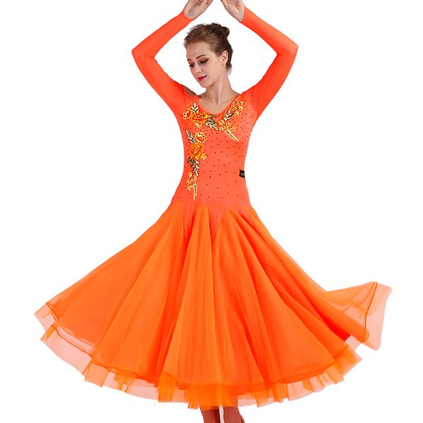 ballroom competition dance dresses women 2018 new long sleeve elegant flamenco dancing costume orange standard ballroom dress, Black;red
ballroom competition dance dresses women 2018 new long sleeve elegant flamenco dancing costume orange standard ballroom dress, Black;red