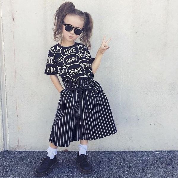 2018 summer baby girl clothes fashion toddler girl clothes set short sleeve letter t shirt +striped loose pants 2pcs kids girls outfits, White
2018 summer baby girl clothes fashion toddler girl clothes set short sleeve letter t shirt +striped loose pants 2pcs kids girls outfits, White