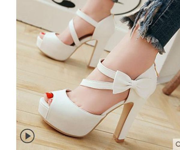 send summer new style high heels waterproof table coarse heel sandals women's refreshing bowknot, Black
send summer new style high heels waterproof table coarse heel sandals women's refreshing bowknot, Black