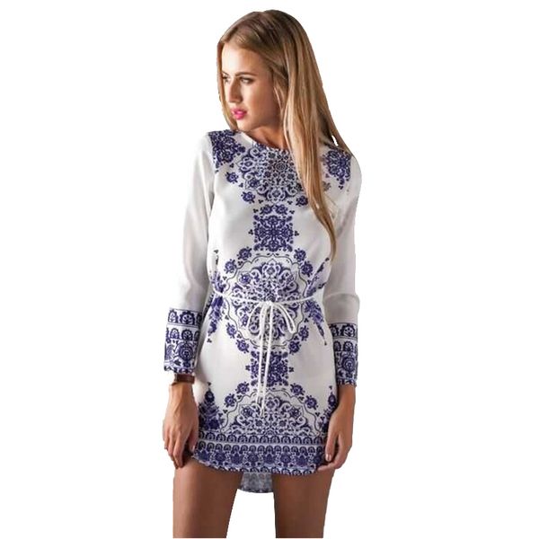 Europe Russia Casual Dresses Vintage Blue White Porcelain Print high quality Chiffon long-sleeve casual Dresses Tie Waist Drawstring dress
Europe Russia Casual Dresses Vintage Blue White Porcelain Print high quality Chiffon long-sleeve casual Dresses Tie Waist Drawstring dress