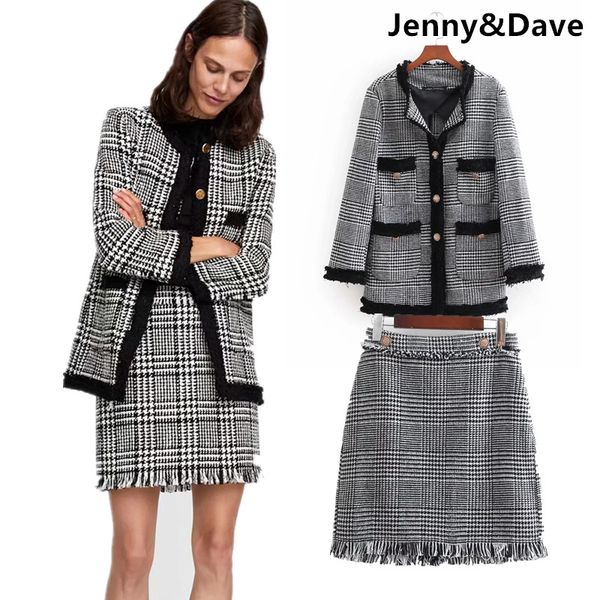 jenny&dave 2 piece set women england houndstooth plaid patchwork woollen blazers jacket mini package hip skirt women plus size, Gray
jenny&dave 2 piece set women england houndstooth plaid patchwork woollen blazers jacket mini package hip skirt women plus size, Gray