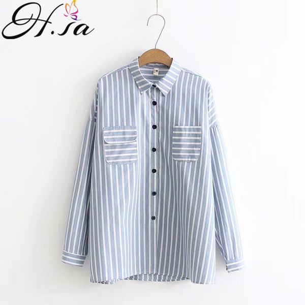 h.sa 2018 korean shirts spring outwear striped blouses loose oversize women blouses vertical cotton out blusas de mujer, White
h.sa 2018 korean shirts spring outwear striped blouses loose oversize women blouses vertical cotton out blusas de mujer, White
