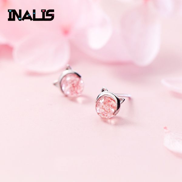 inalis new very cute animal stud earrings s925 sterling silver cate shape with single round pink strawberry quartz brincos girl, Golden;silver
inalis new very cute animal stud earrings s925 sterling silver cate shape with single round pink strawberry quartz brincos girl, Golden;silver