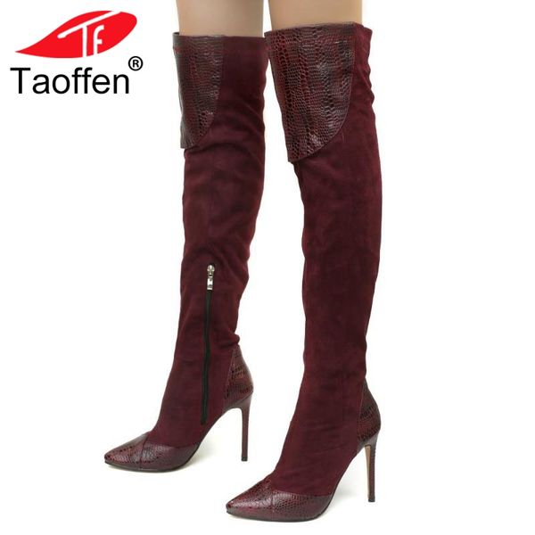 taoffen plus size 33-46 women high heel boots patchwork pointed toe warm fur shoes women thin heel boots lady footwear, Black
taoffen plus size 33-46 women high heel boots patchwork pointed toe warm fur shoes women thin heel boots lady footwear, Black