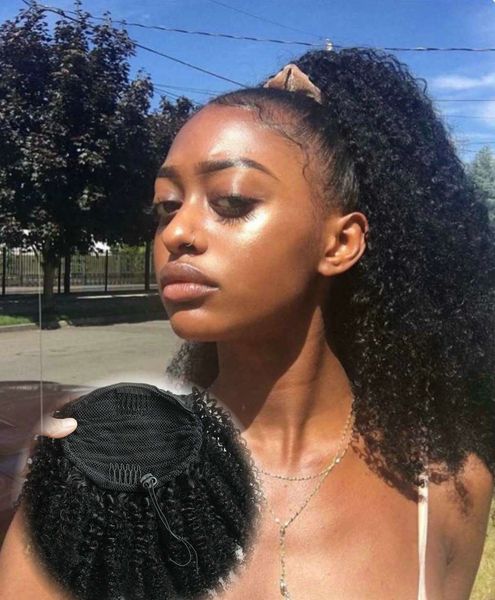 african american human hair ponytail afro kinky curly hairpiece clip in pony tail extension with drawstring natural color dyeablle, Black
african american human hair ponytail afro kinky curly hairpiece clip in pony tail extension with drawstring natural color dyeablle, Black