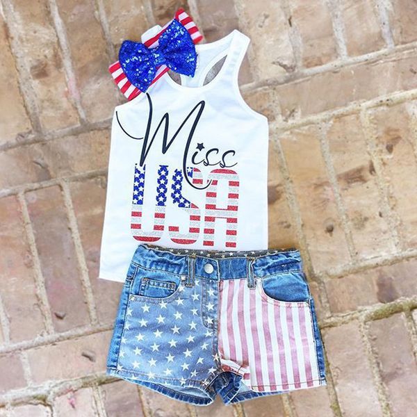 baby outfits 2018 summer usa letter printed vest +national flag jeans shorts girls clothing sets 2 piece suit ins clothes girls clothes, White
baby outfits 2018 summer usa letter printed vest +national flag jeans shorts girls clothing sets 2 piece suit ins clothes girls clothes, White