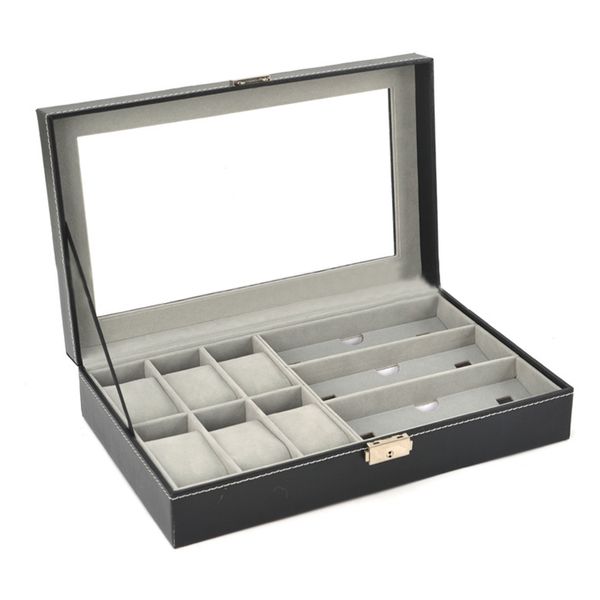 pu leather 6 grid 3 sunglass watch display box case storage organizer black, Black;blue
pu leather 6 grid 3 sunglass watch display box case storage organizer black, Black;blue