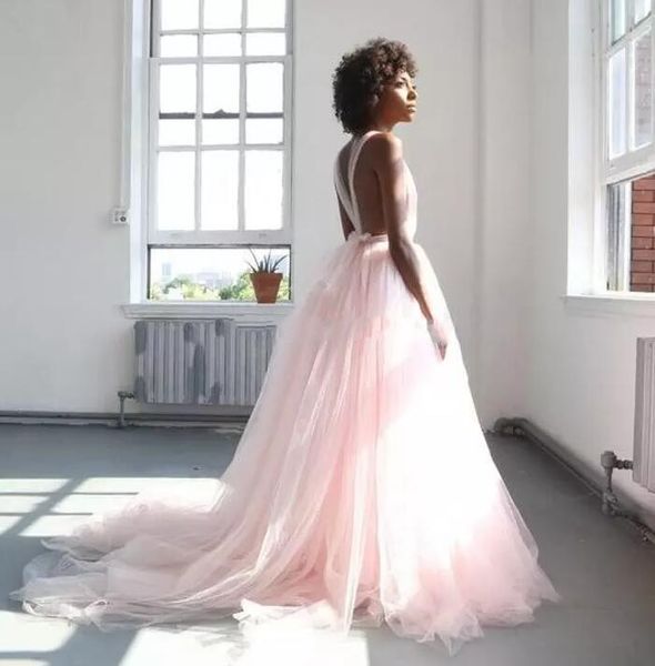pink back beach wedding dresses deep v neck sleeveless backless wedding dress sweep train a line tulle wedding guest dress, White
pink back beach wedding dresses deep v neck sleeveless backless wedding dress sweep train a line tulle wedding guest dress, White