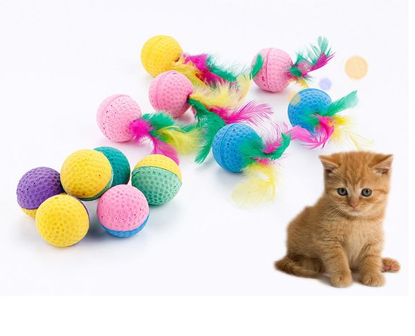 pet cat kitten toys playing toys foam latex balls withe feather 20pcs/lot 
pet cat kitten toys playing toys foam latex balls withe feather 20pcs/lot