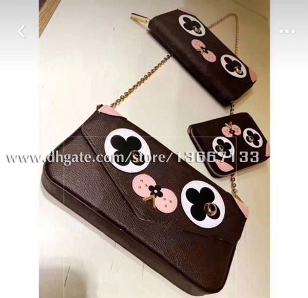 2018 Fashion Pochette Clutch 3pcs Dog Woc Clutch 67248 Women Genuine Leather Chain Handbag Small purse wallet
2018 Fashion Pochette Clutch 3pcs Dog Woc Clutch 67248 Women Genuine Leather Chain Handbag Small purse wallet