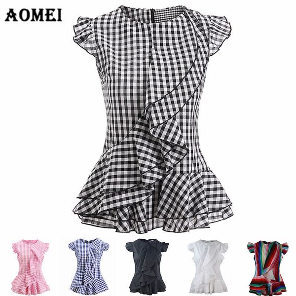 Summer Plaid Ruffles Peplum Tops for Women Sleeveless Black and White Pink Blue Chechered Blouse Shirts Office Ladies Workwear Clothing
Summer Plaid Ruffles Peplum Tops for Women Sleeveless Black and White Pink Blue Chechered Blouse Shirts Office Ladies Workwear Clothing