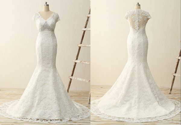 fabulous v neck wedding dresses hollow back short sleeves lace bodice court train crystal beaded sequin wedding bridal gowns, White
fabulous v neck wedding dresses hollow back short sleeves lace bodice court train crystal beaded sequin wedding bridal gowns, White