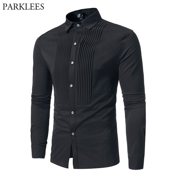 mens pleat black tuxedo dress shirts 2018 autumn new slim fit long sleeve chemise homme wedding dinner party banquet shirt men, White;black
mens pleat black tuxedo dress shirts 2018 autumn new slim fit long sleeve chemise homme wedding dinner party banquet shirt men, White;black