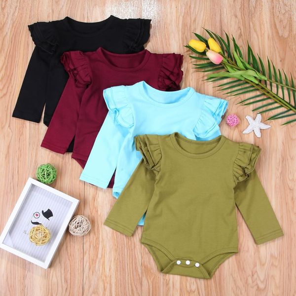 2018 newborn toddler baby girls summer long sleeves bodysuit long ruffle sleeve outfits solid jumpsuit casual clothing ss, Blue 
2018 newborn toddler baby girls summer long sleeves bodysuit long ruffle sleeve outfits solid jumpsuit casual clothing ss, Blue