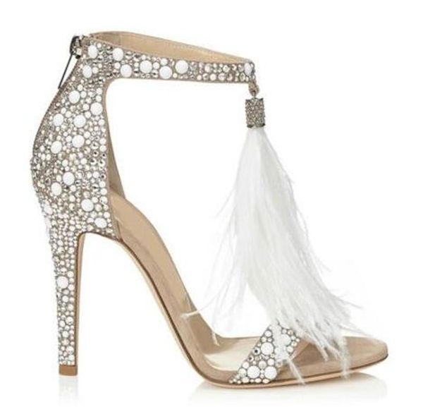 sale crystal embellished white high heel sandals with feather fringe rhinestone sandals bridal wedding shoes women pumps, Black
sale crystal embellished white high heel sandals with feather fringe rhinestone sandals bridal wedding shoes women pumps, Black