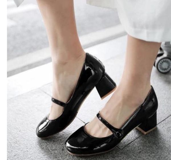 send 2018 summer fashion new style women's single shoes square head coarse heel, Black
send 2018 summer fashion new style women's single shoes square head coarse heel, Black