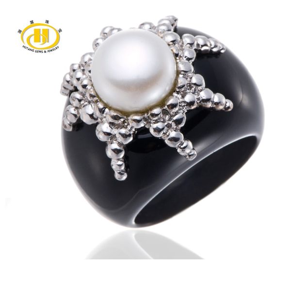 natural freshwater pearl solid 925 sterling silver ring with black agate band fine jewelry lady women gift, Golden;silver
natural freshwater pearl solid 925 sterling silver ring with black agate band fine jewelry lady women gift, Golden;silver